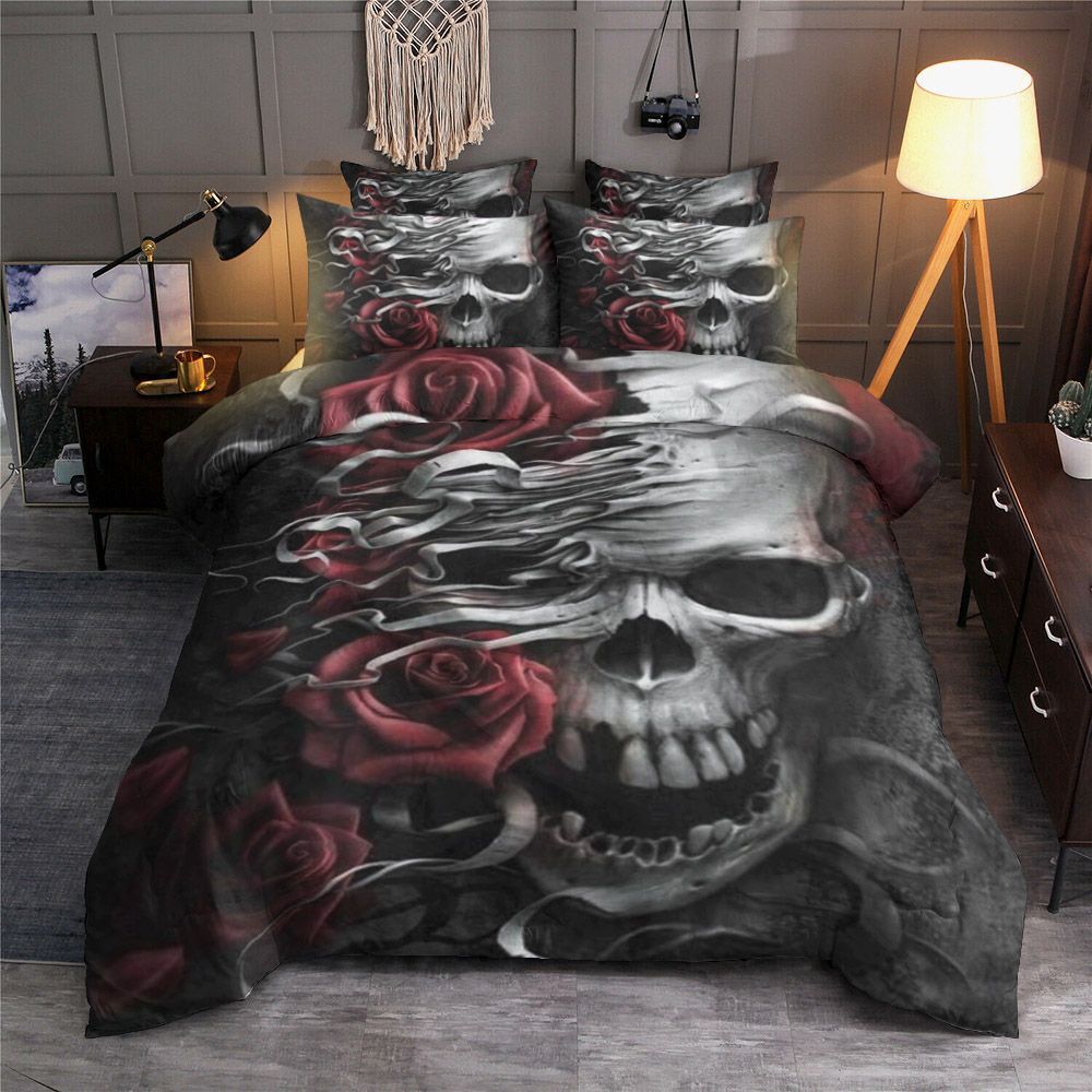 Skull And Flower Bedding Set