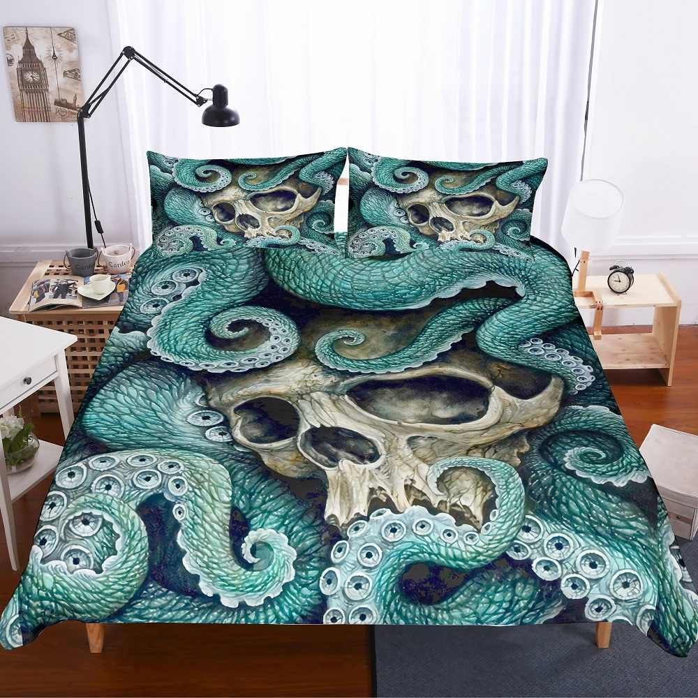Skull And Octopus Bedding Set