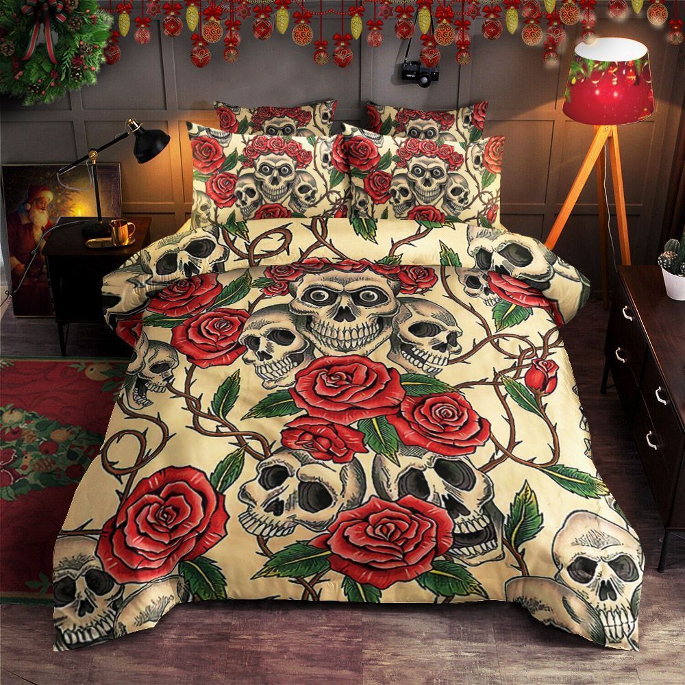 Skull And Rose Bedding Set