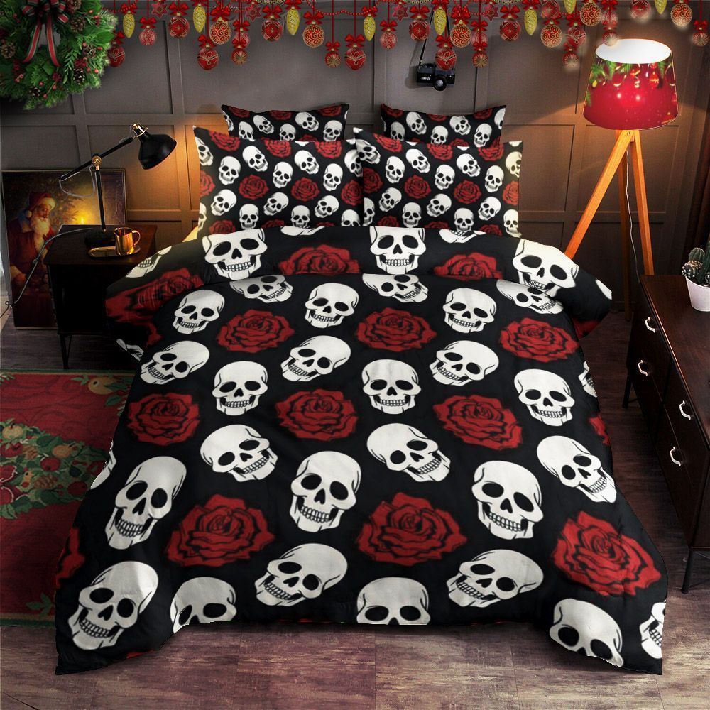 Skull And Rose Bedding Set