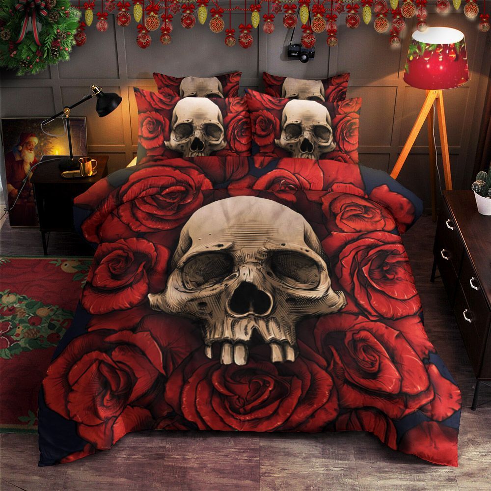 Skull And Rose Bedding Set