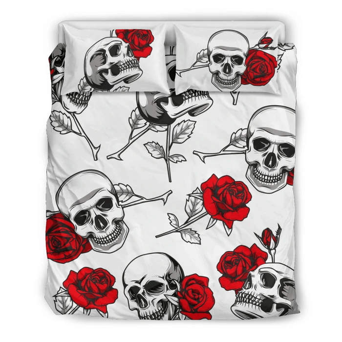 Skull And Rose Bedding Set