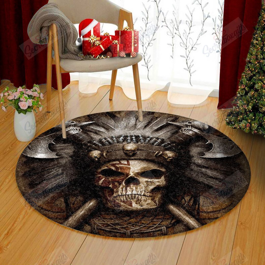 Skull And Rose Round Carpet