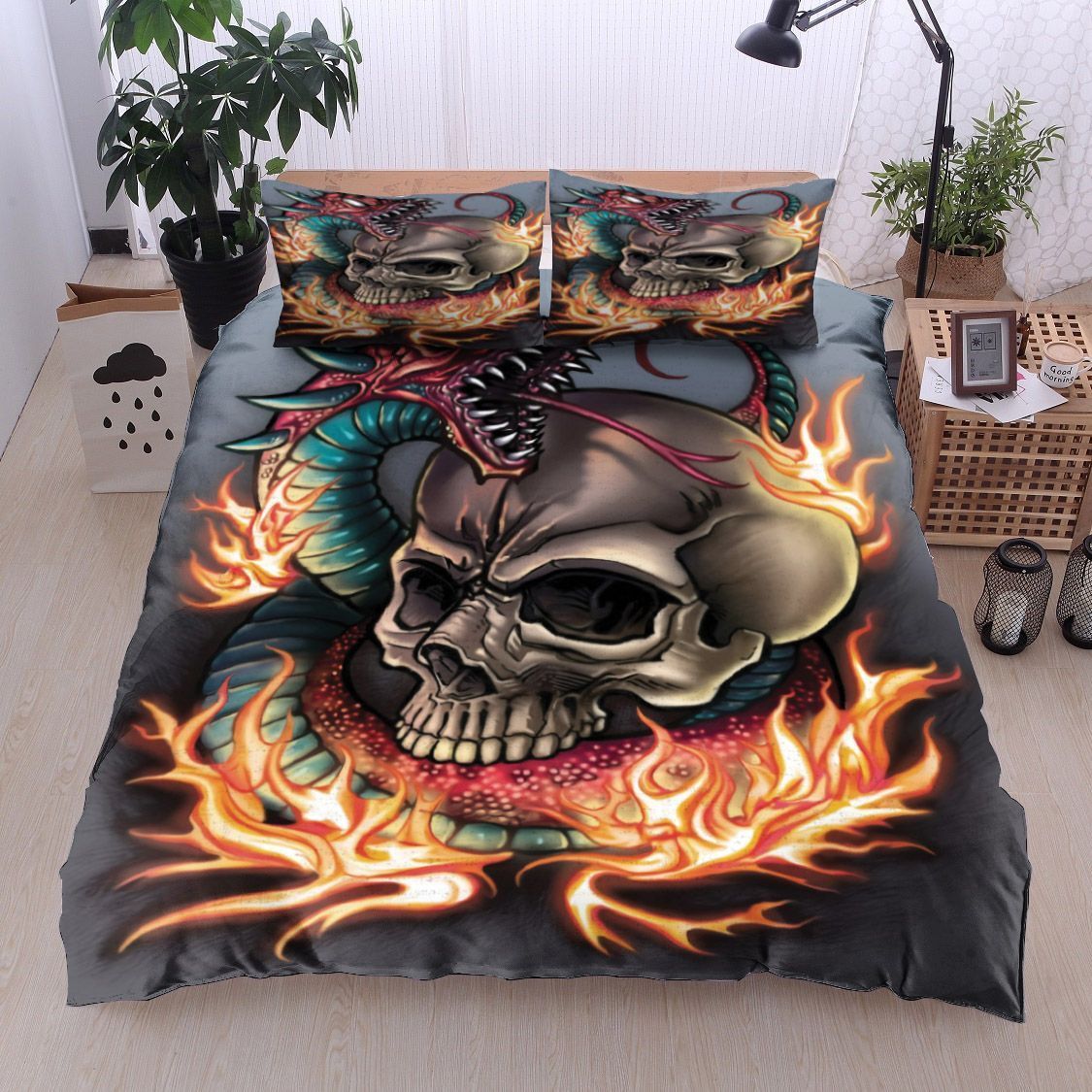 Skull And Snake Bedding Set