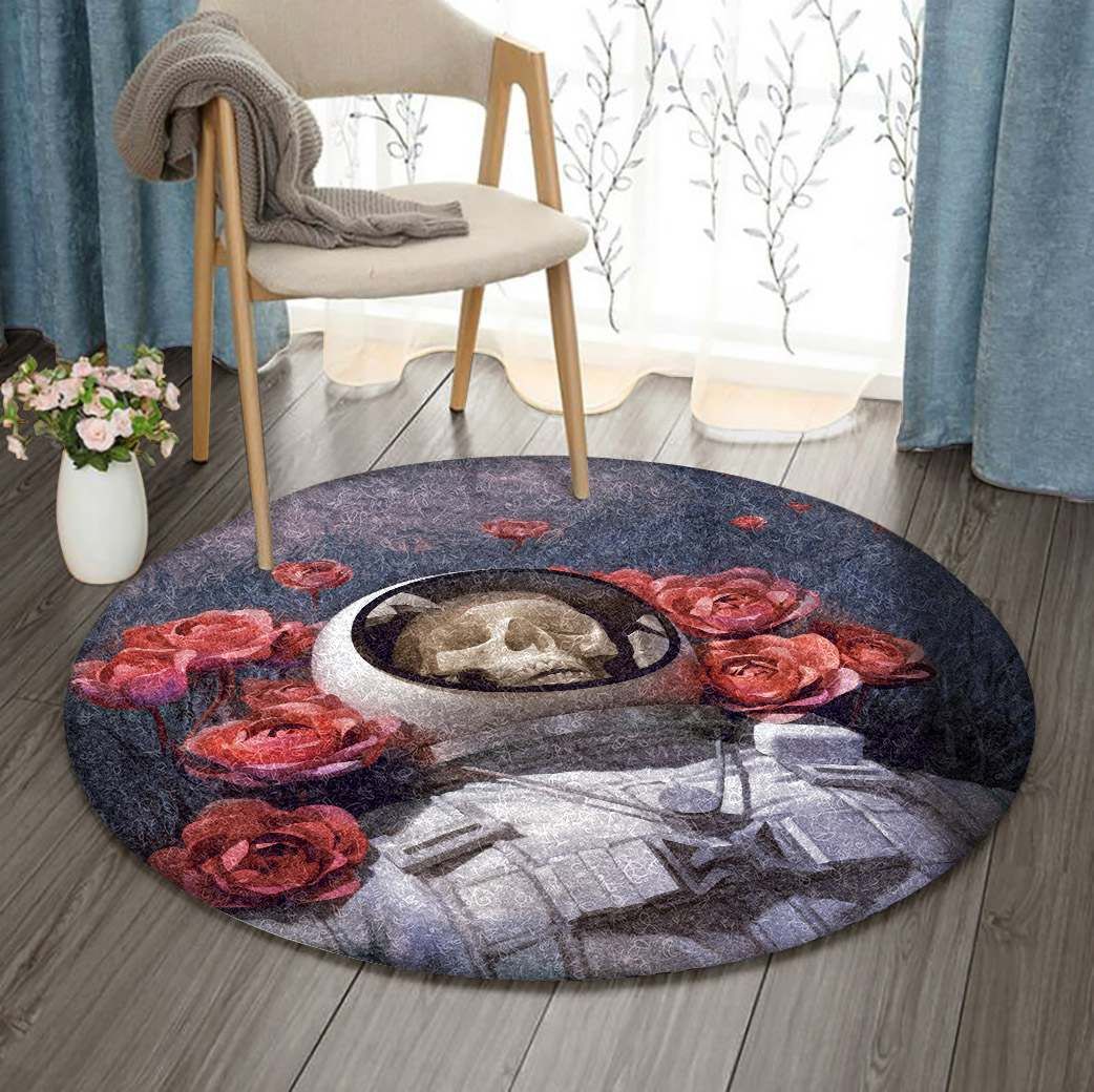 Skull Astronaut Round Carpet