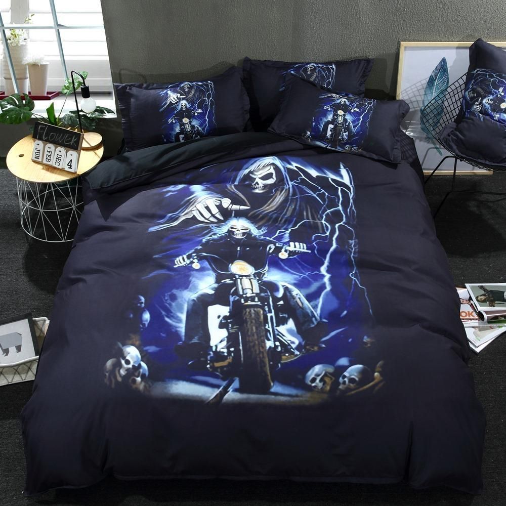 Skull Biker Bedding Set