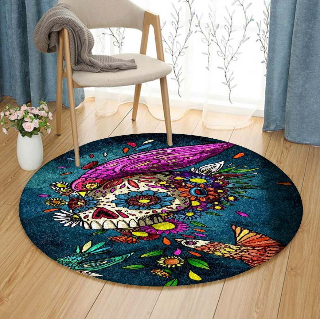 Skull Bird Round Carpet
