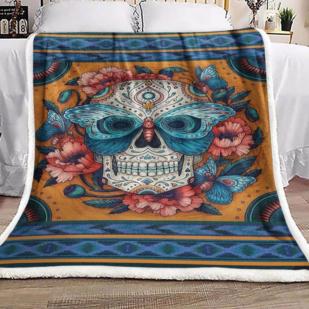 Skull Sherpa Fleece Blanket
