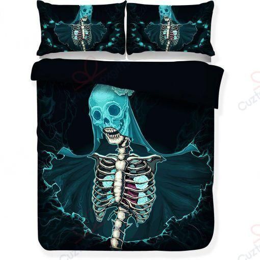 Skull Blue Ghost Printed Bedding Set