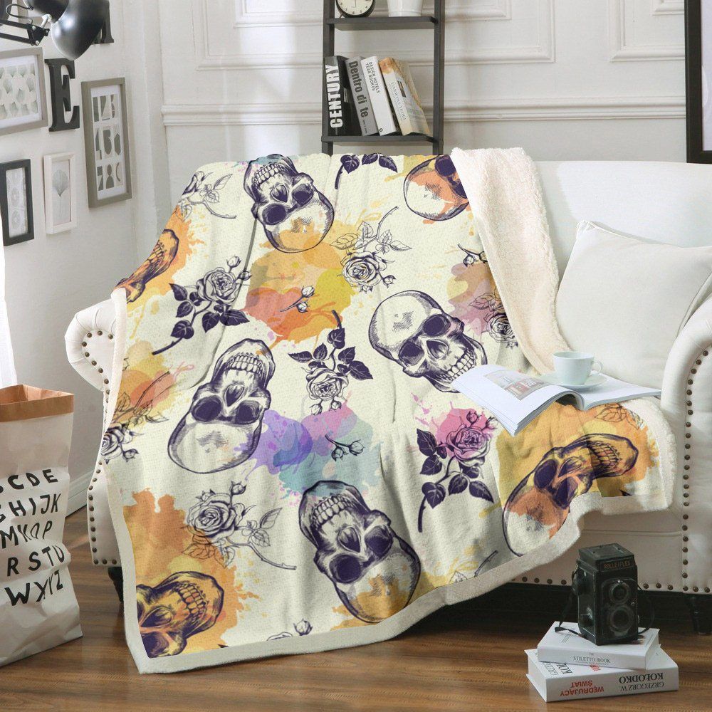 Skull Sherpa Fleece Blanket
