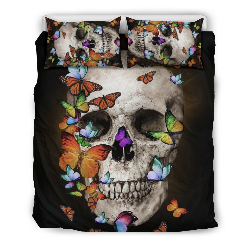 Skull Butterflies Bedding Set