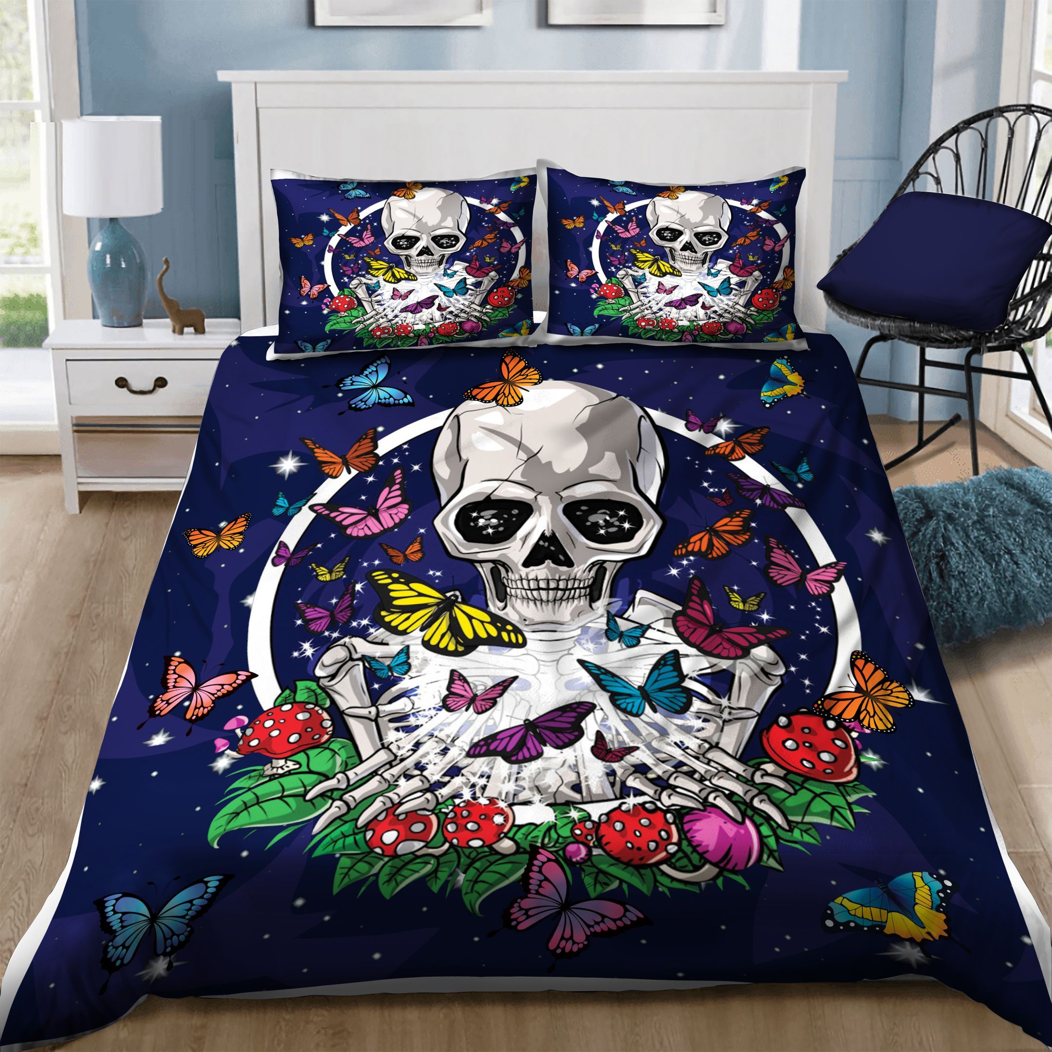 Skull Butterfly Bedding Set