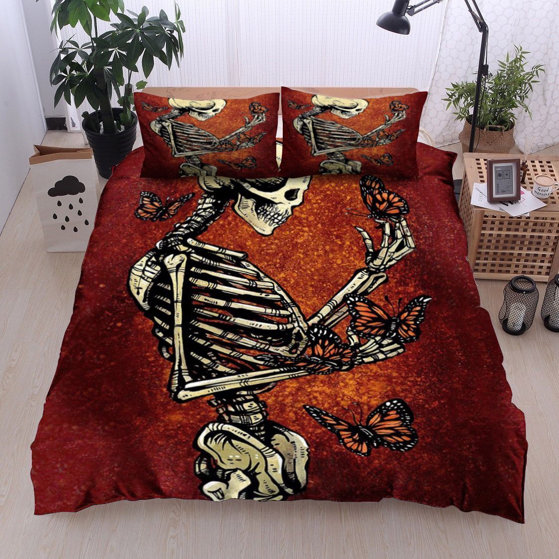 Skull Butterfly Bedding Set