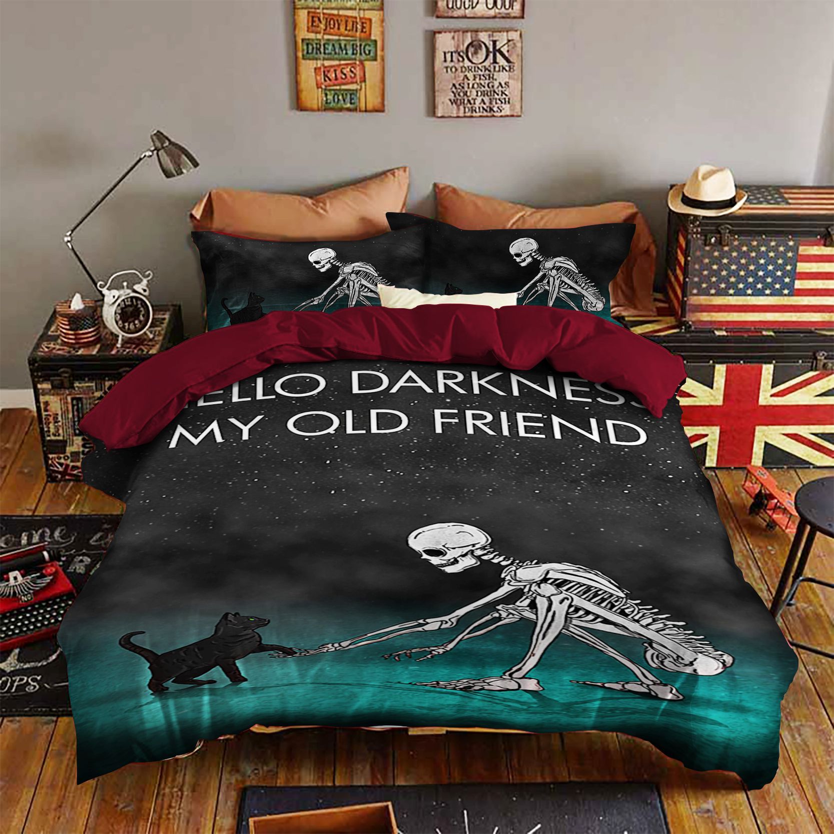 Skull Cat  Bedding Set