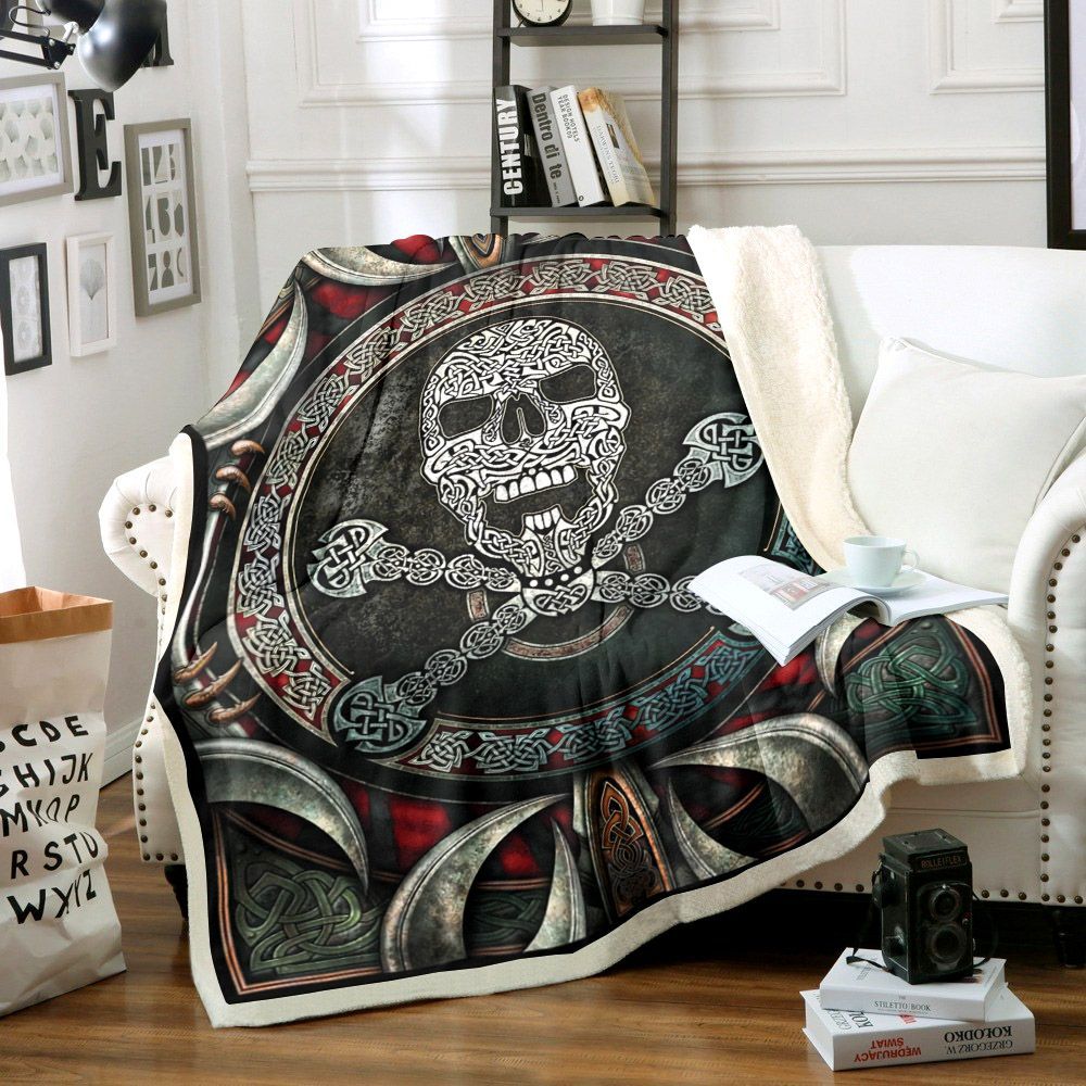 Skull Celtic Sherpa Fleece Blanket