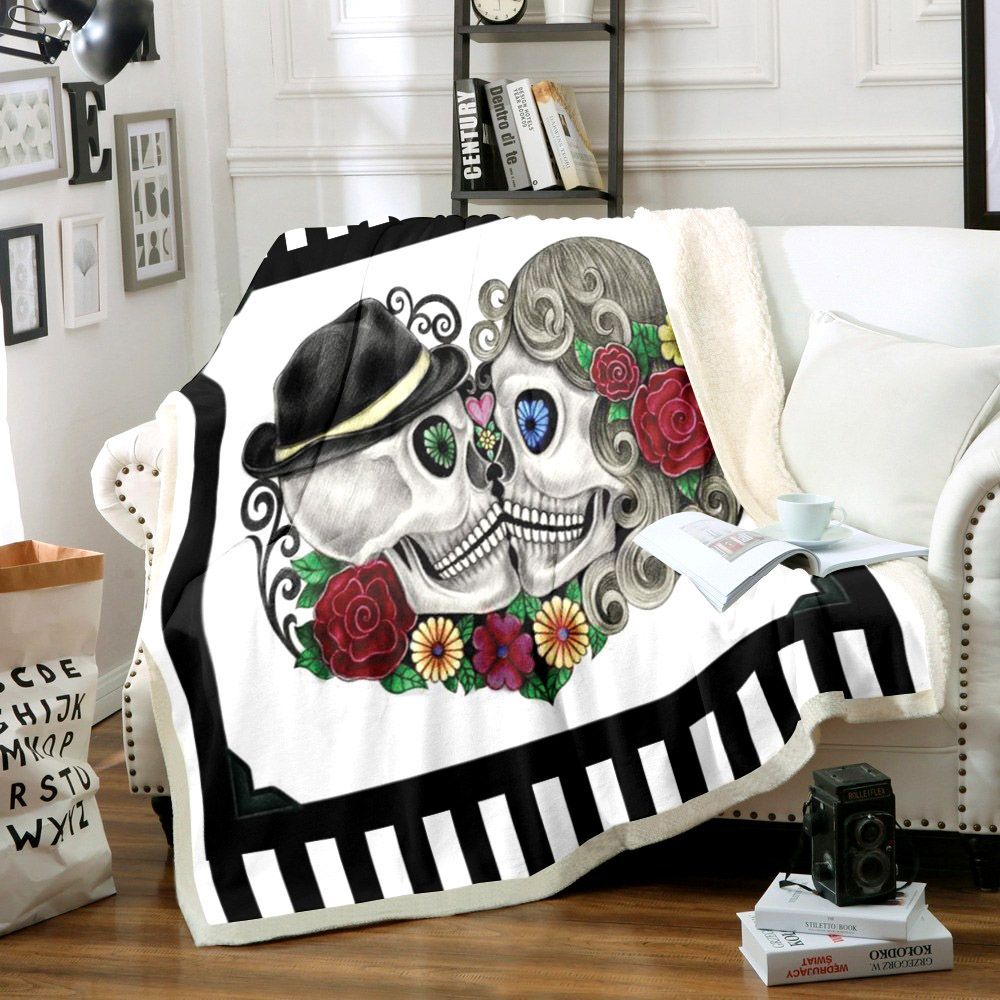 Skull Sherpa Fleece Blanket