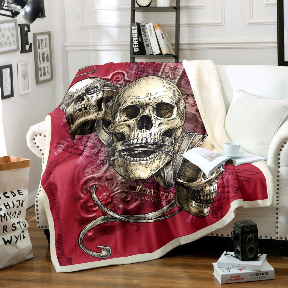 Skull Sherpa Fleece Blanket