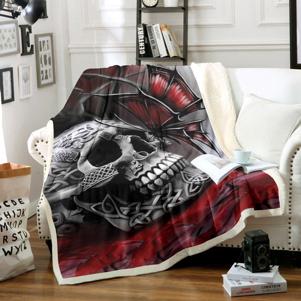 Skull Sherpa Fleece Blanket