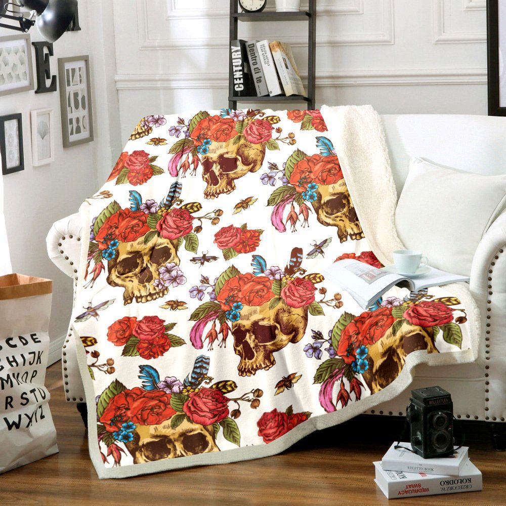 Skull Sherpa Fleece Blanket