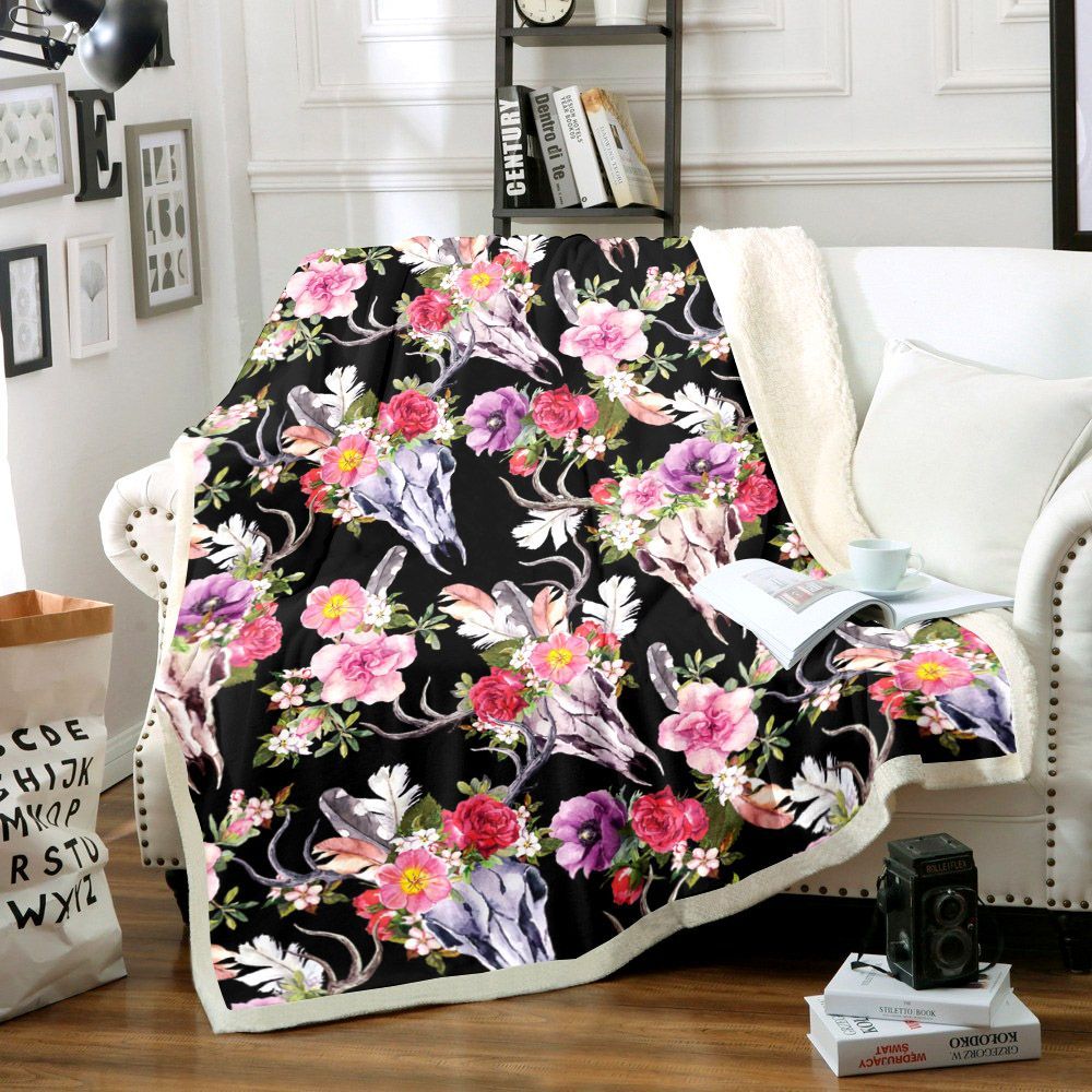 Skull Sherpa Fleece Blanket