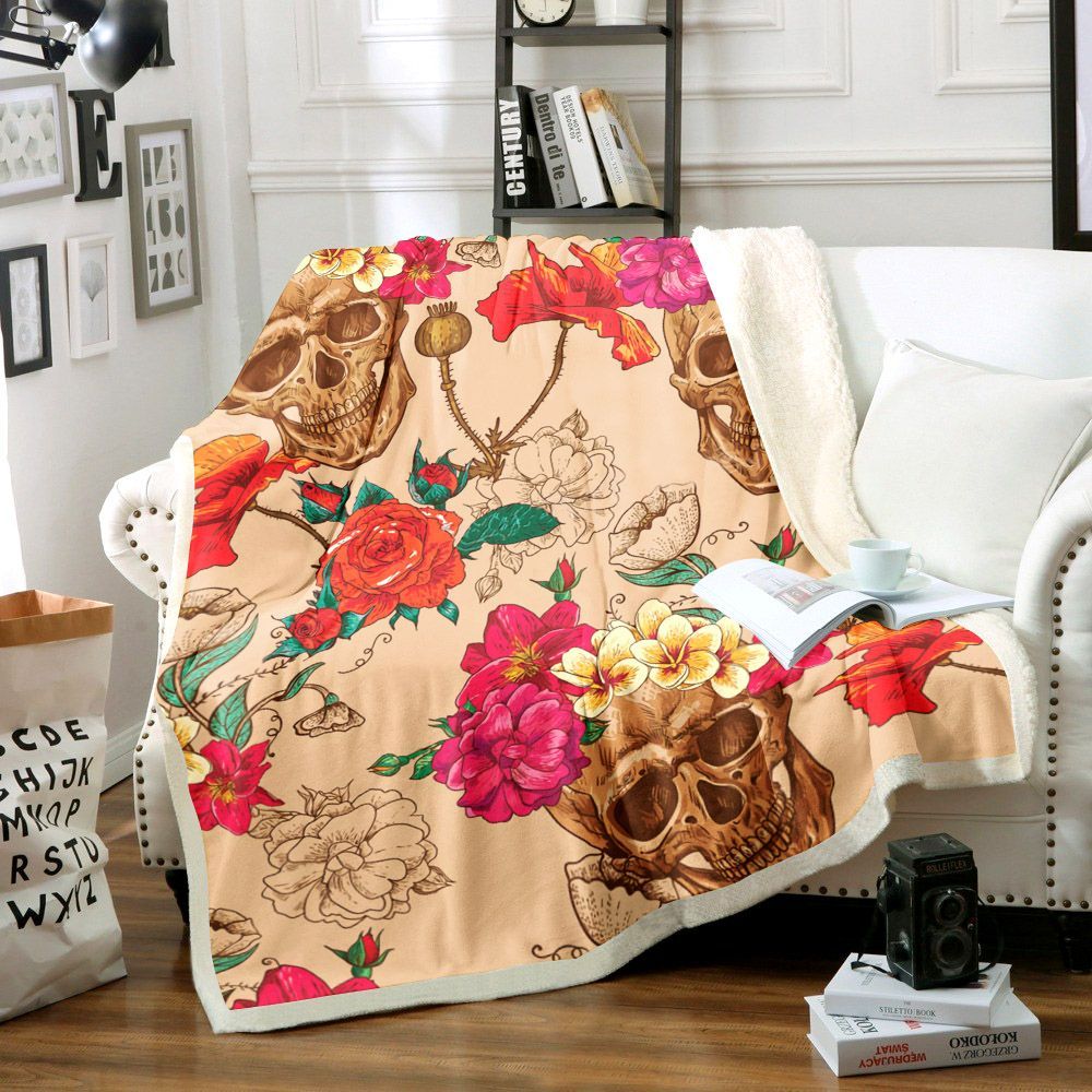Skull Sherpa Fleece Blanket