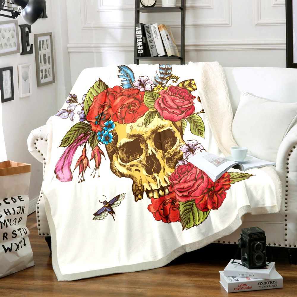 Skull Sherpa Fleece Blanket
