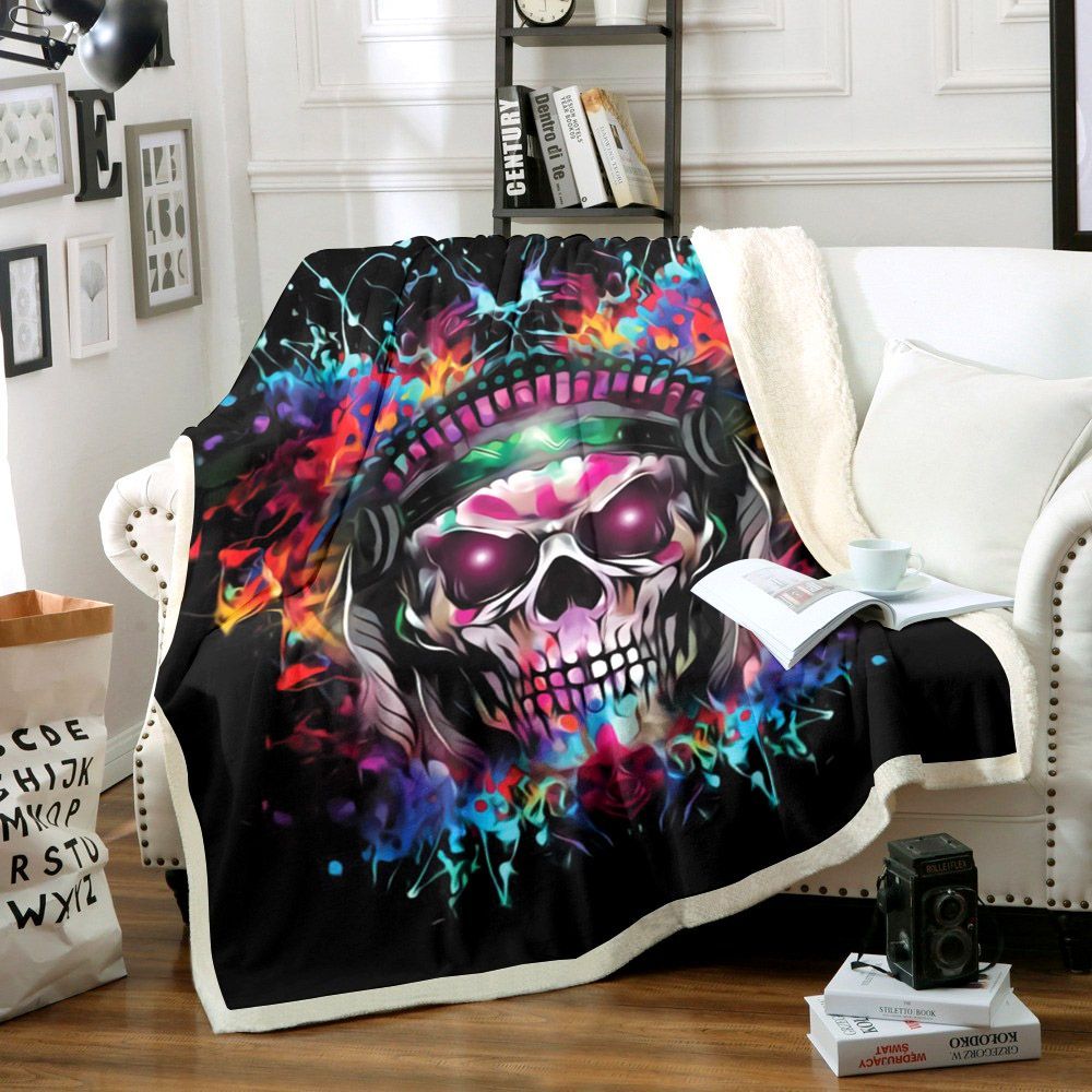 Skull Sherpa Fleece Blanket