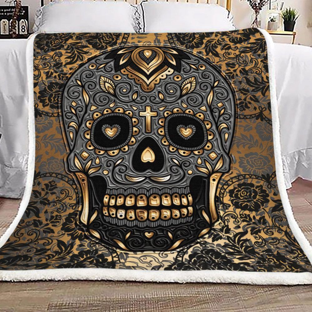 Skull Sherpa Fleece Blanket