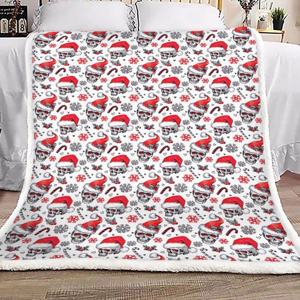 Skull Christmas Sherpa Fleece Blanket