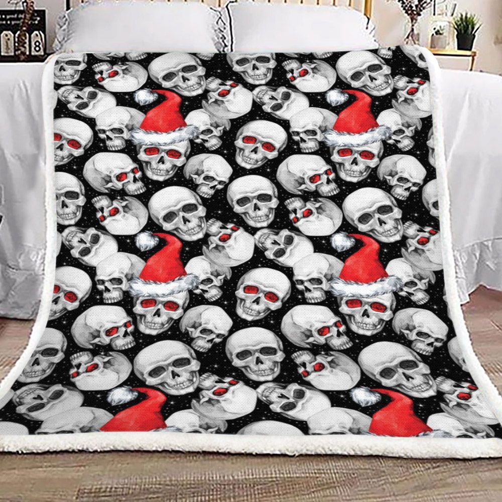 Skull Christmas Sherpa Fleece Blanket
