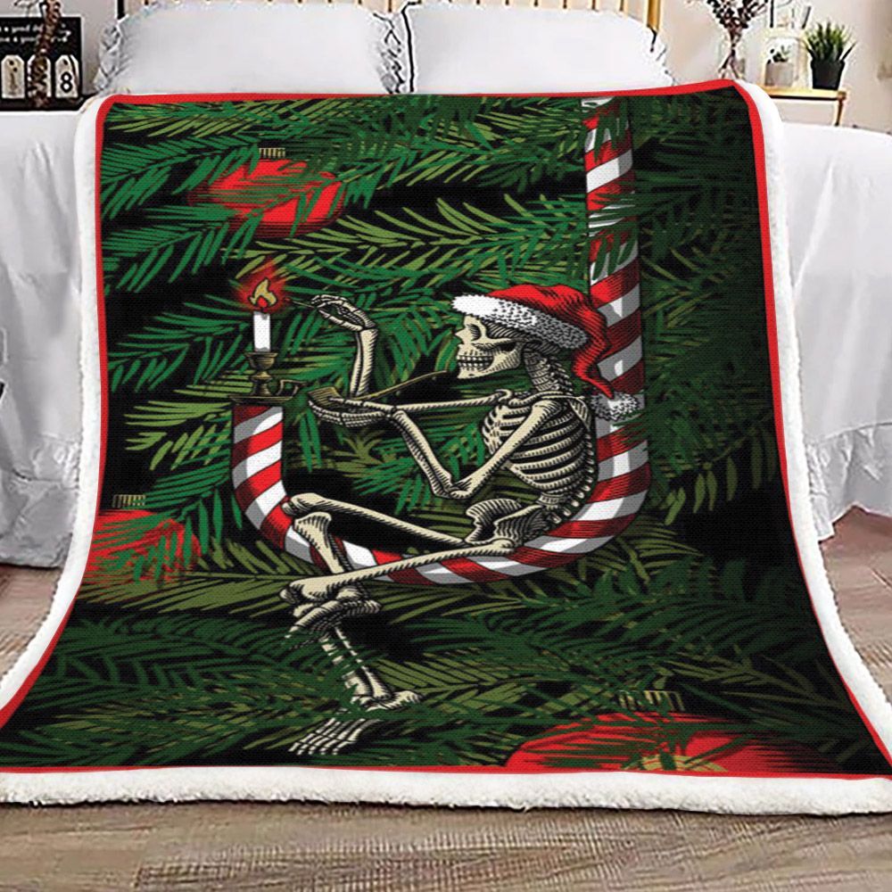 Skull Christmas Sherpa Fleece Blanket
