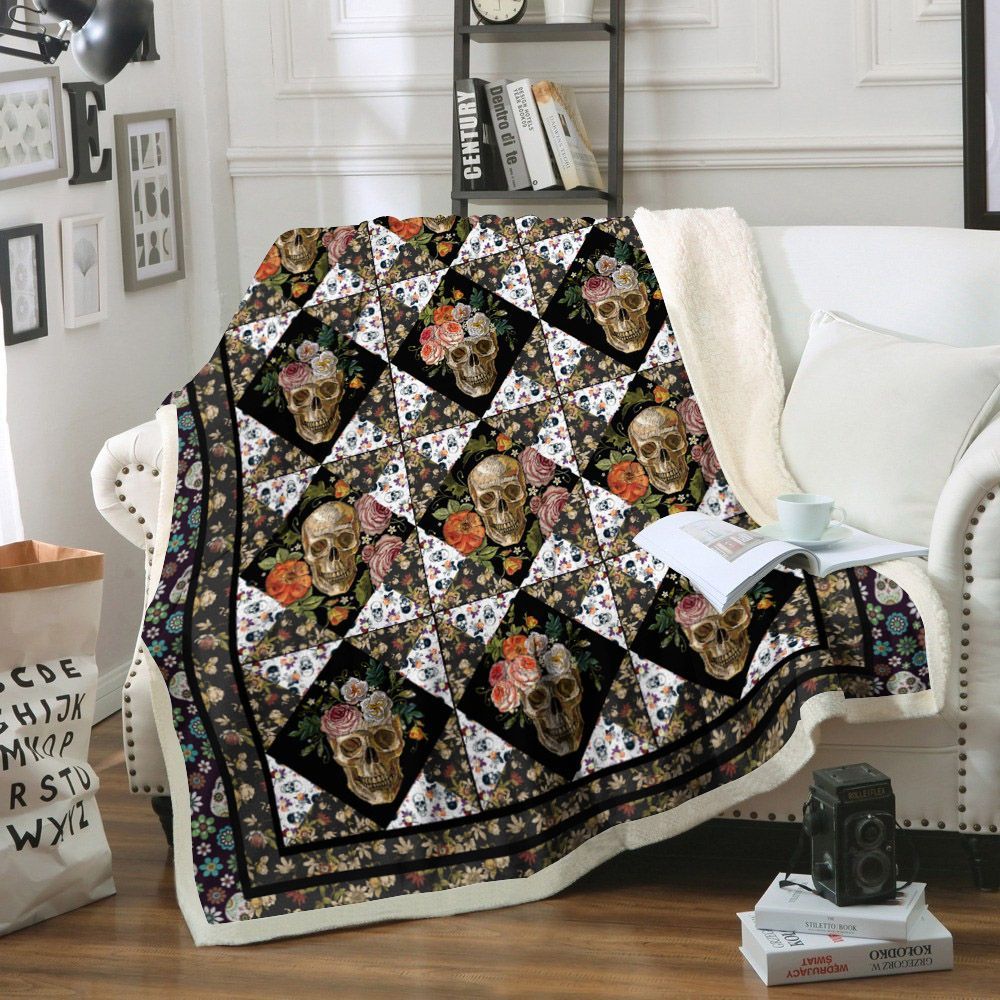 Skull Sherpa Fleece Blanket