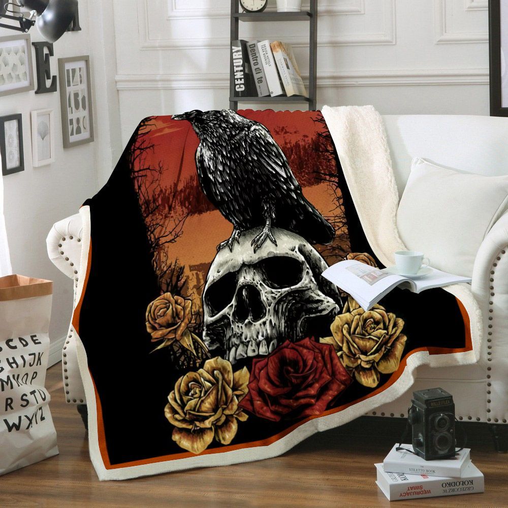 Skull Sherpa Fleece Blanket