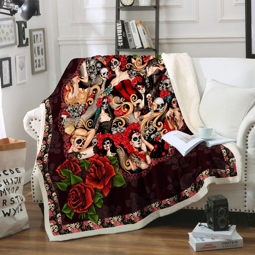 Skull Sherpa Fleece Blanket