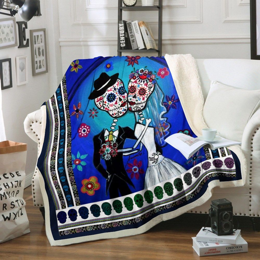 Skull Sherpa Fleece Blanket
