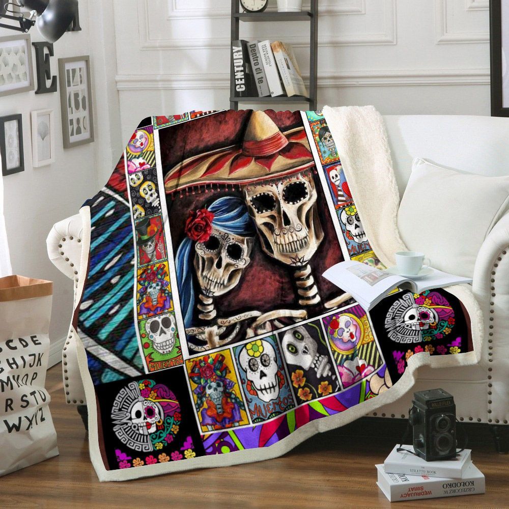 Skull Sherpa Fleece Blanket