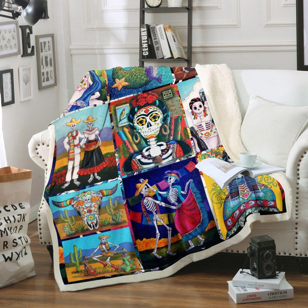 Skull Sherpa Fleece Blanket