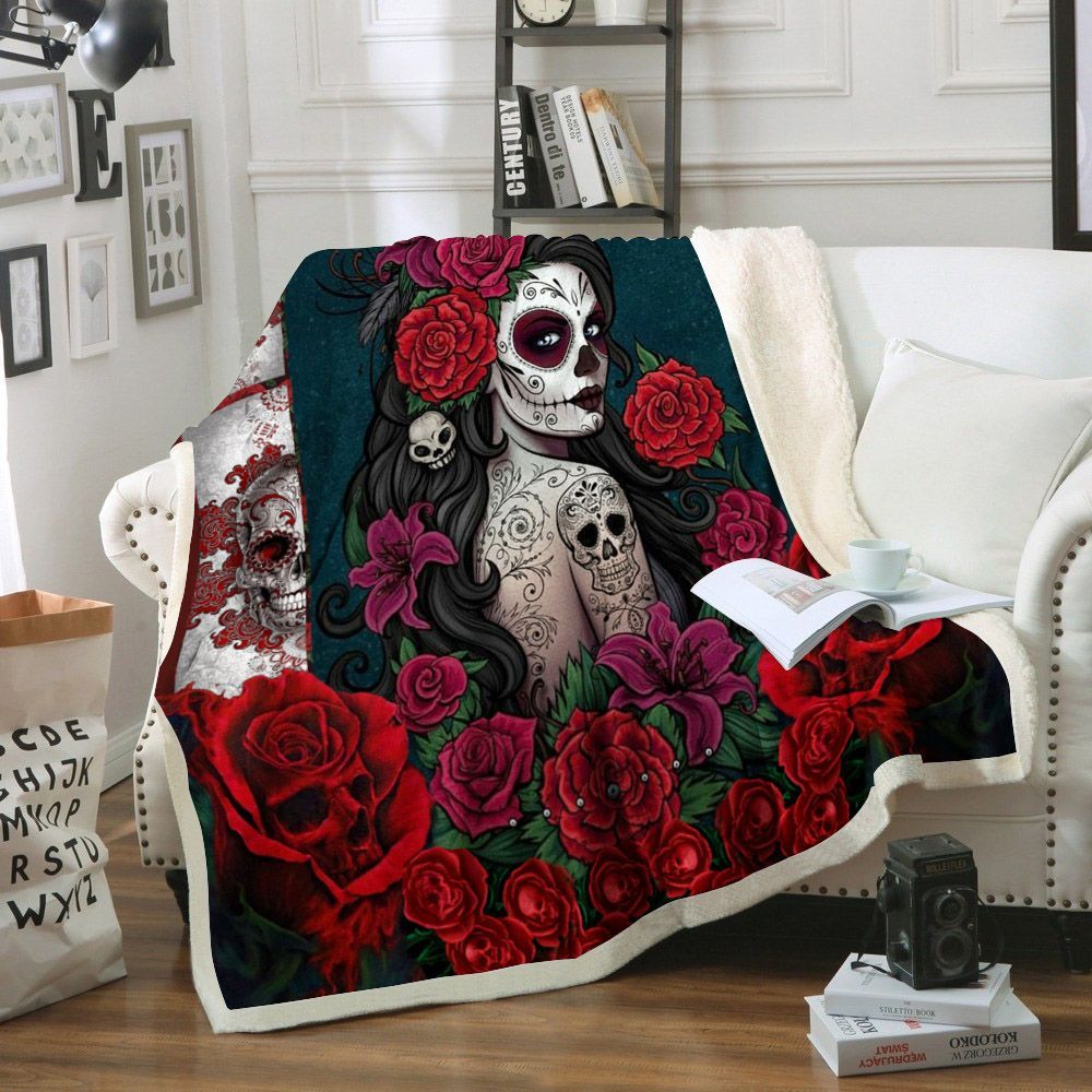 Skull Sherpa Fleece Blanket