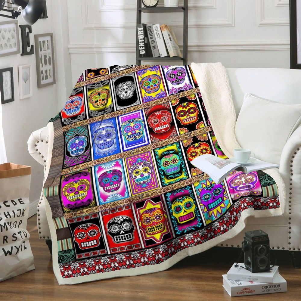 Skull Sherpa Fleece Blanket