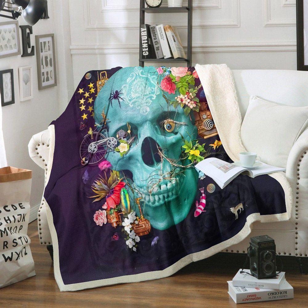 Skull Sherpa Fleece Blanket