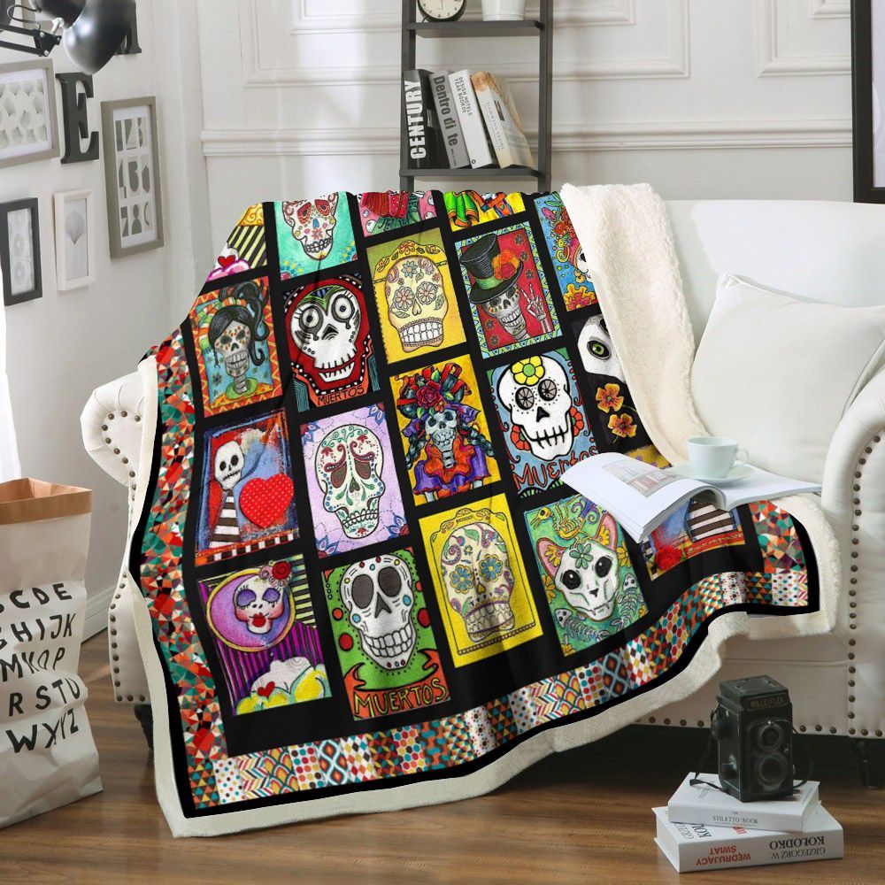 Skull Sherpa Fleece Blanket