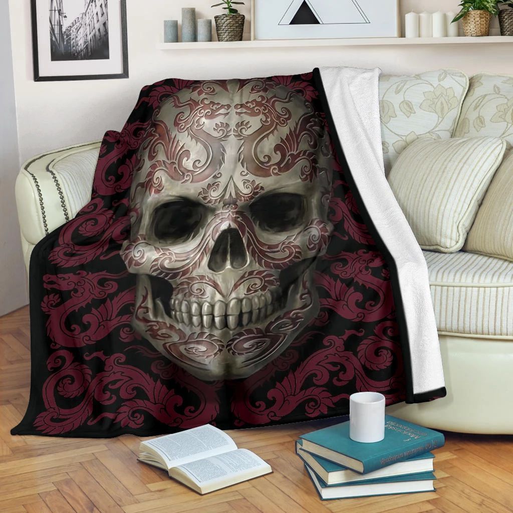 Skull Sherpa Fleece Blanket