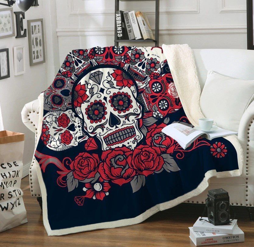 Skull Sherpa Fleece Blanket