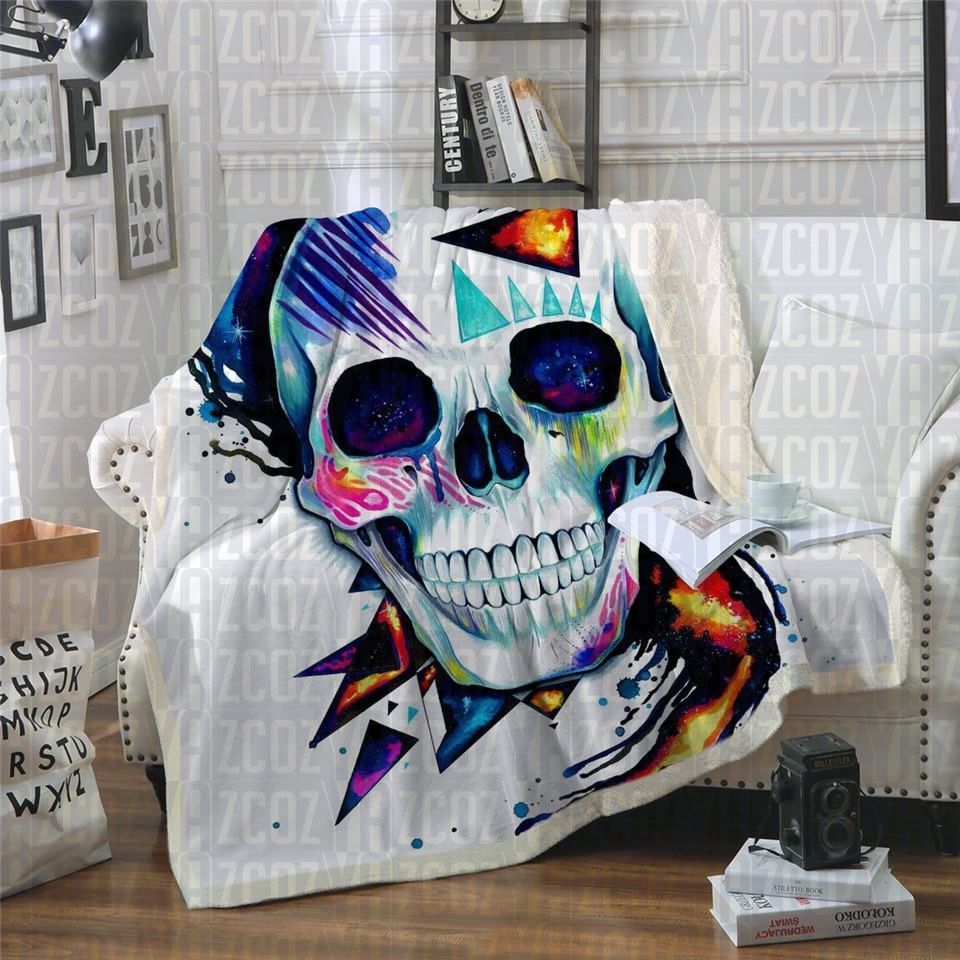 Skull Sherpa Fleece Blanket