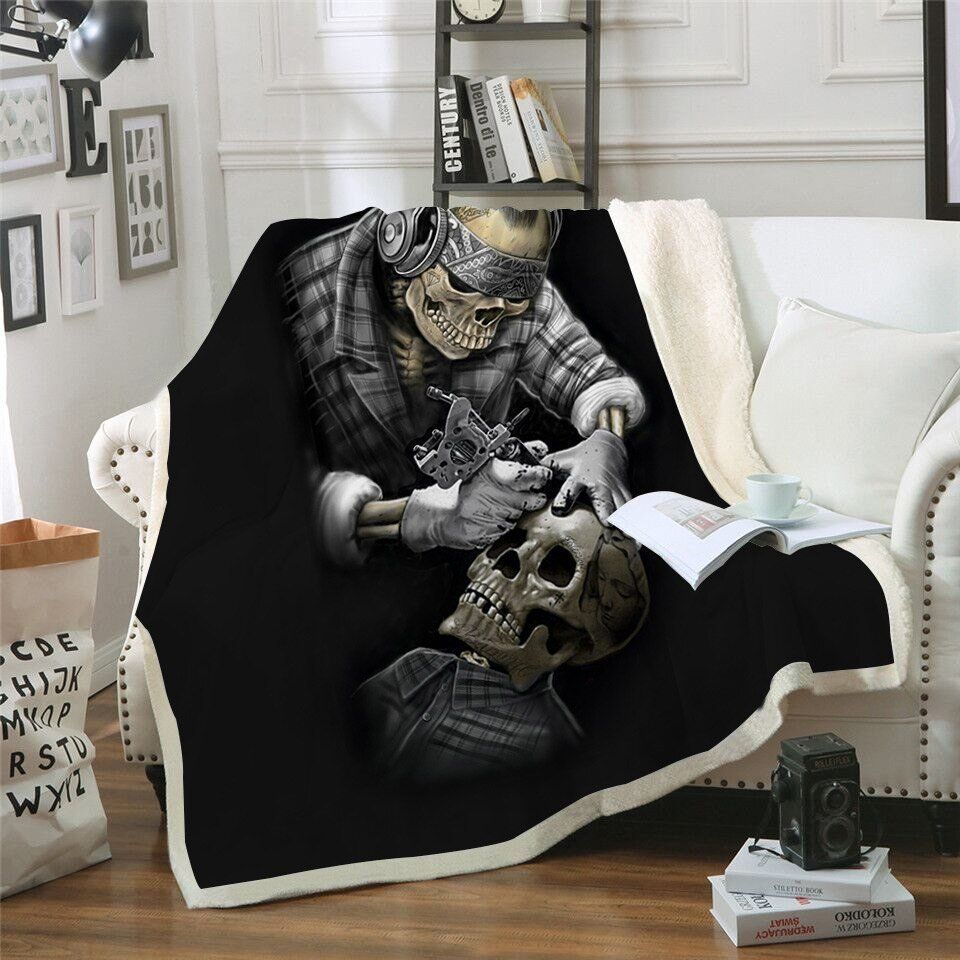 Skull Sherpa Fleece Blanket