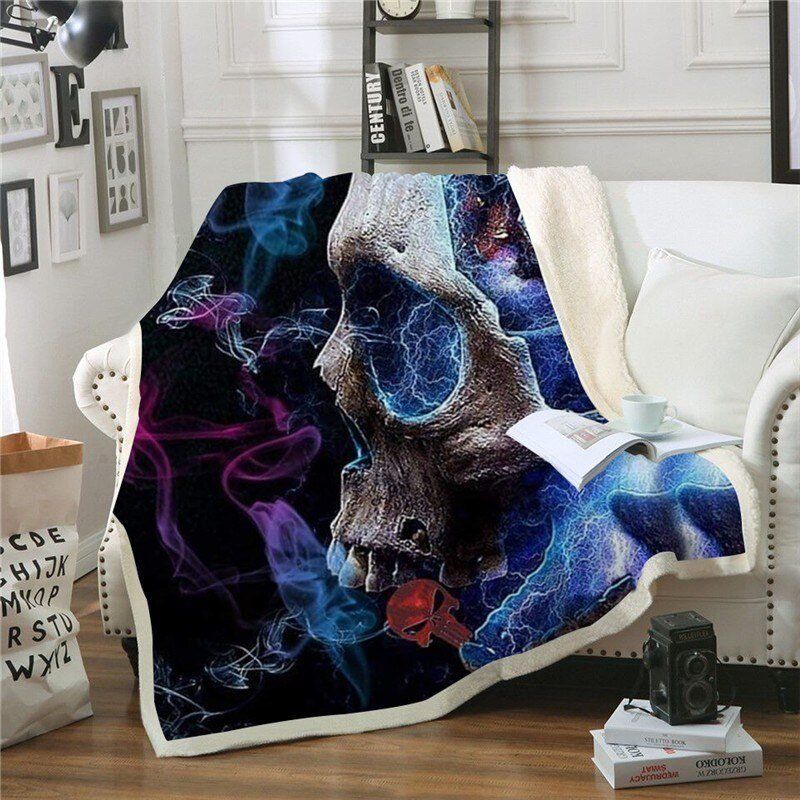 Skull Sherpa Fleece Blanket