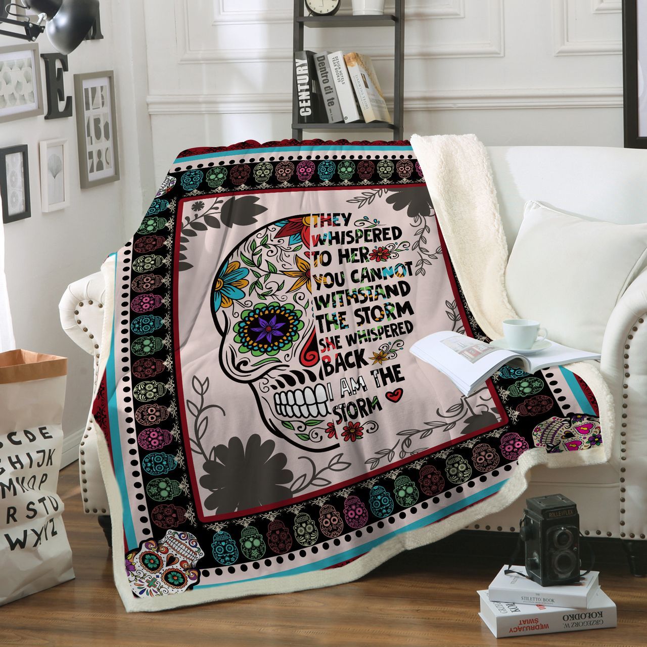 Skull Sherpa Fleece Blanket