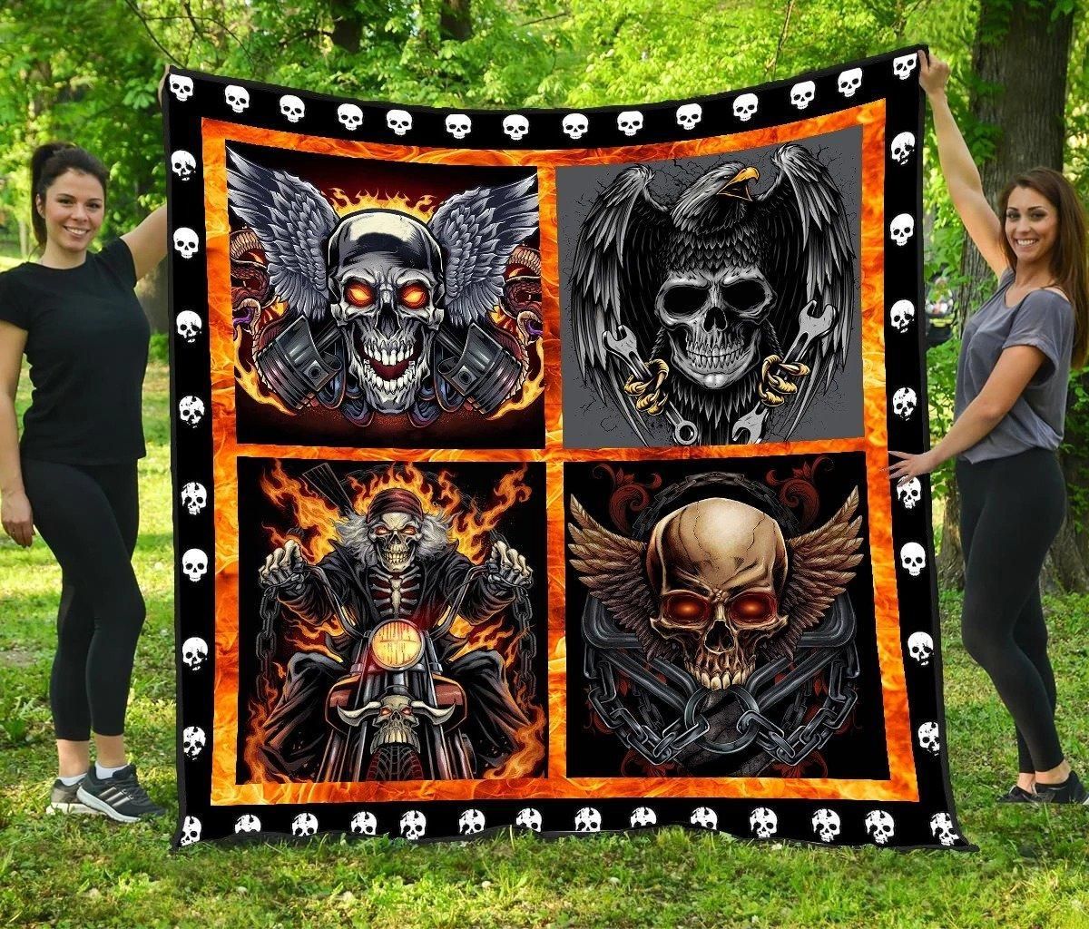 Skull Sherpa Fleece Blanket