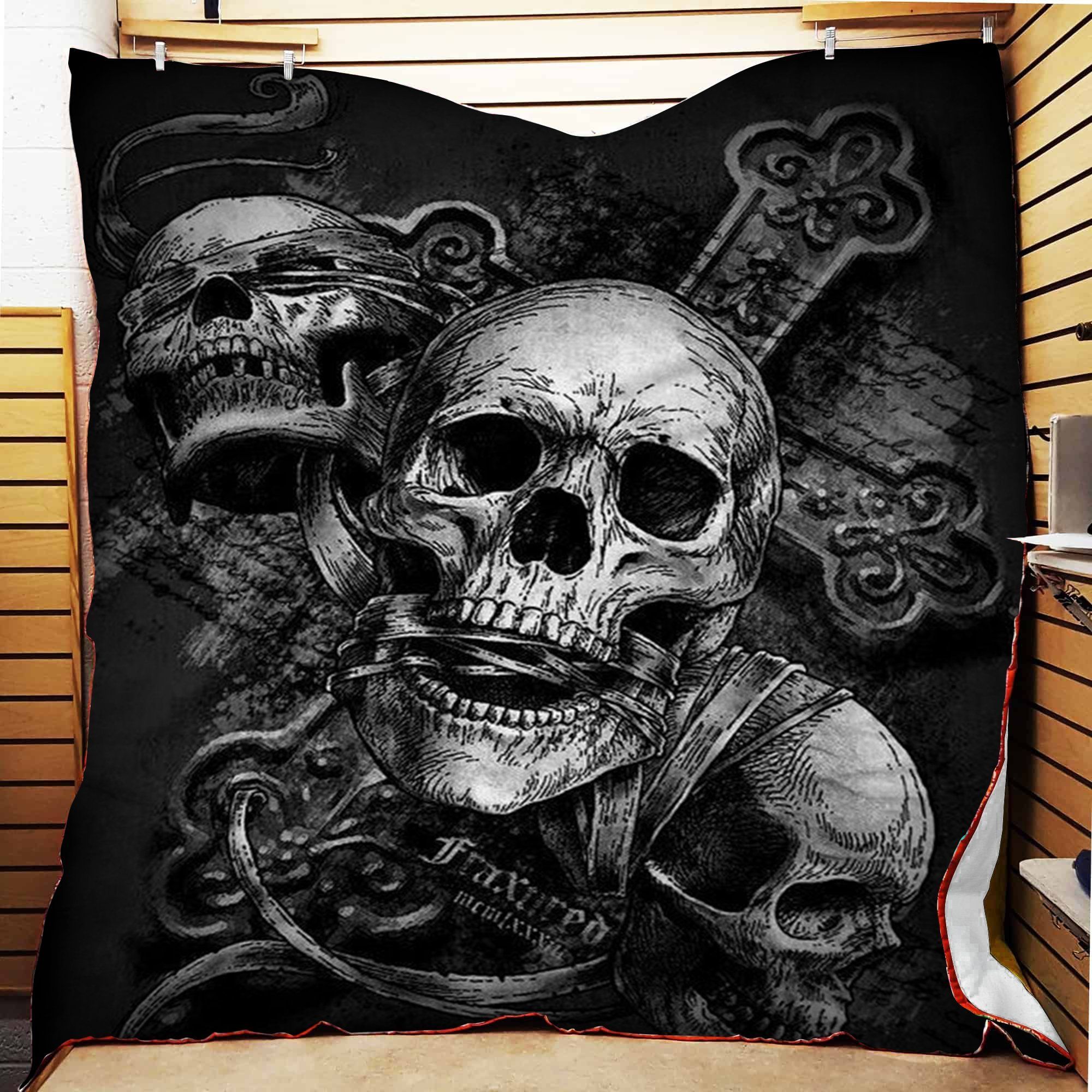 Skull Sherpa Fleece Blanket