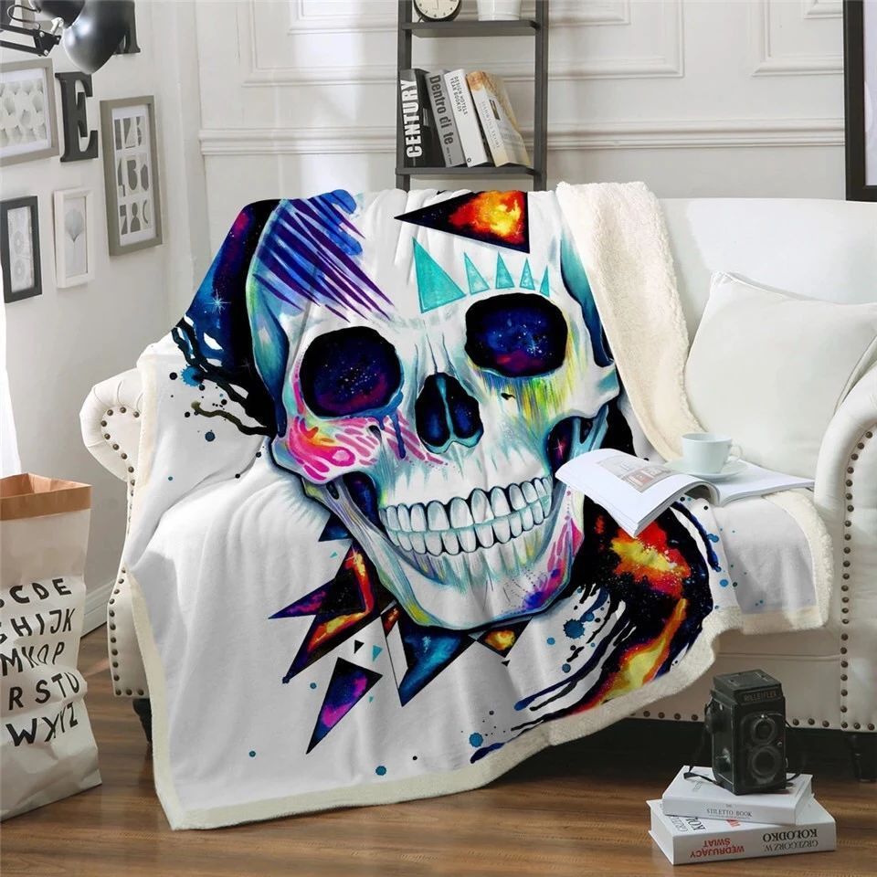 Skull Sherpa Fleece Blanket